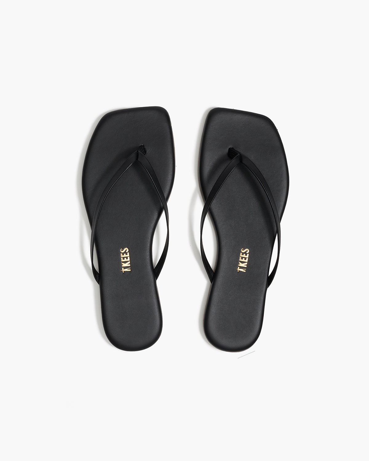 Lily Square-Toe Leather Flip-Flops Black