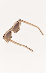 Side view of UNDERCOVER oversized sunglasses by Z Supply in Taupe with Grey  lenses 