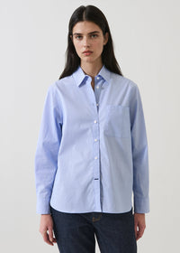 Cotton Stripe Boyfriend Pocket Shirt