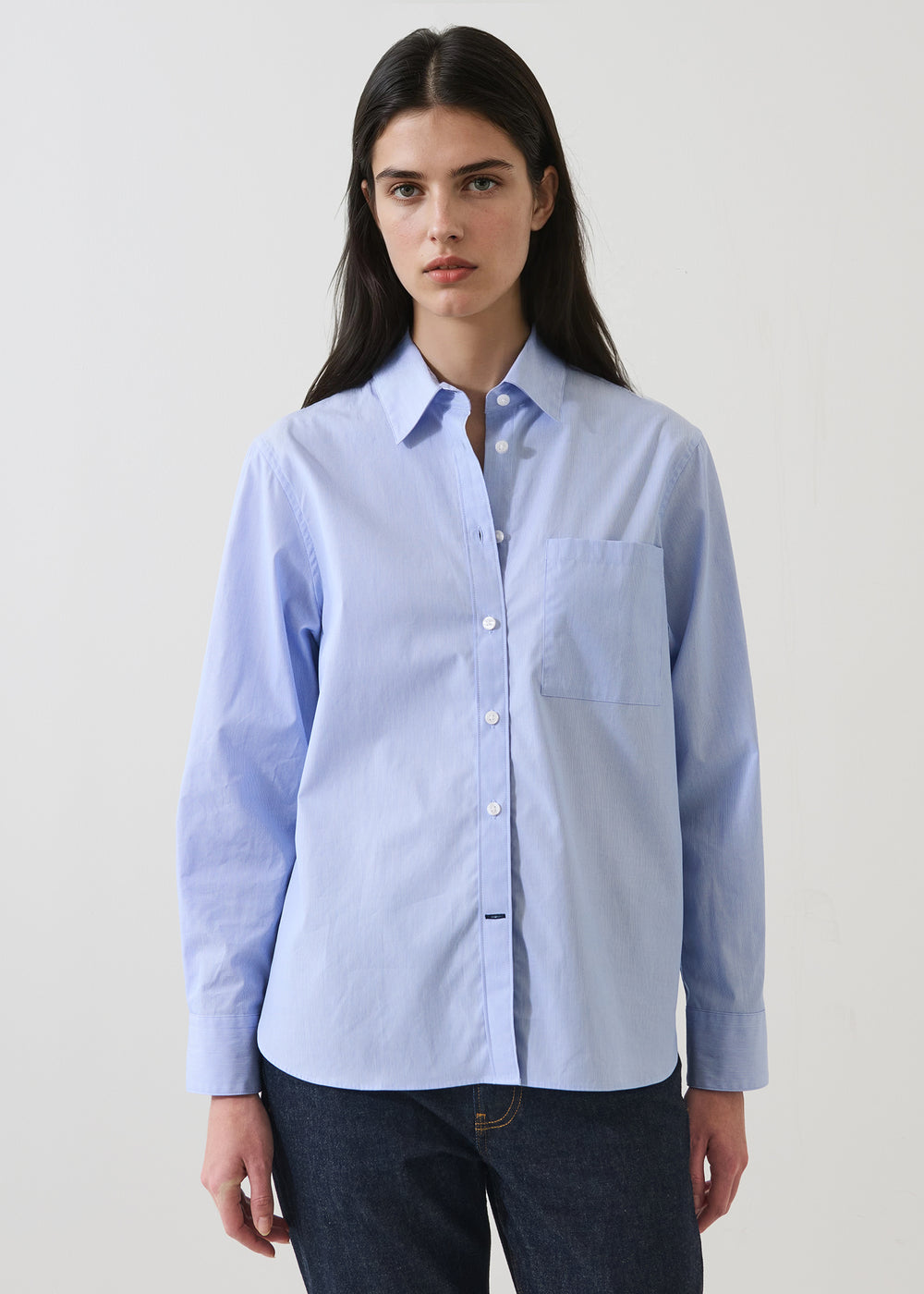 Cotton Stripe Boyfriend Pocket Shirt