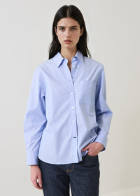 Cotton Stripe Boyfriend Pocket Shirt