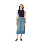 LIN is the perfect denim skirt- A-line, midi length, and just the right touch of vintage in the ROCKAWAY wash.     