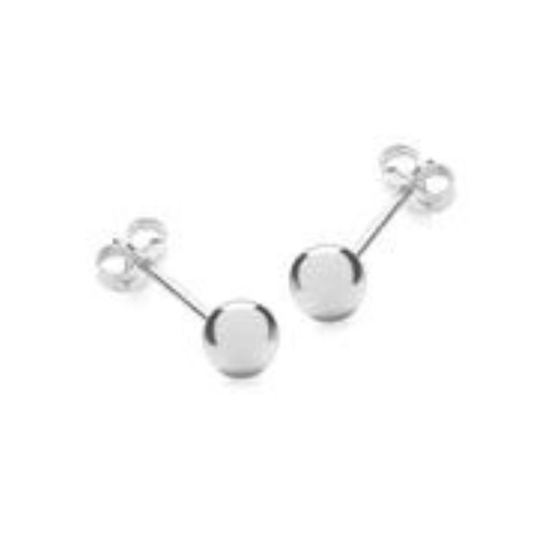 RoundBead Ball Stud Earrings~ Medium 4mm. 14K White Gold