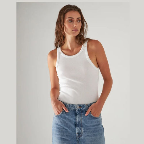 Pima Cotton Stretch High Crew Rib Tank