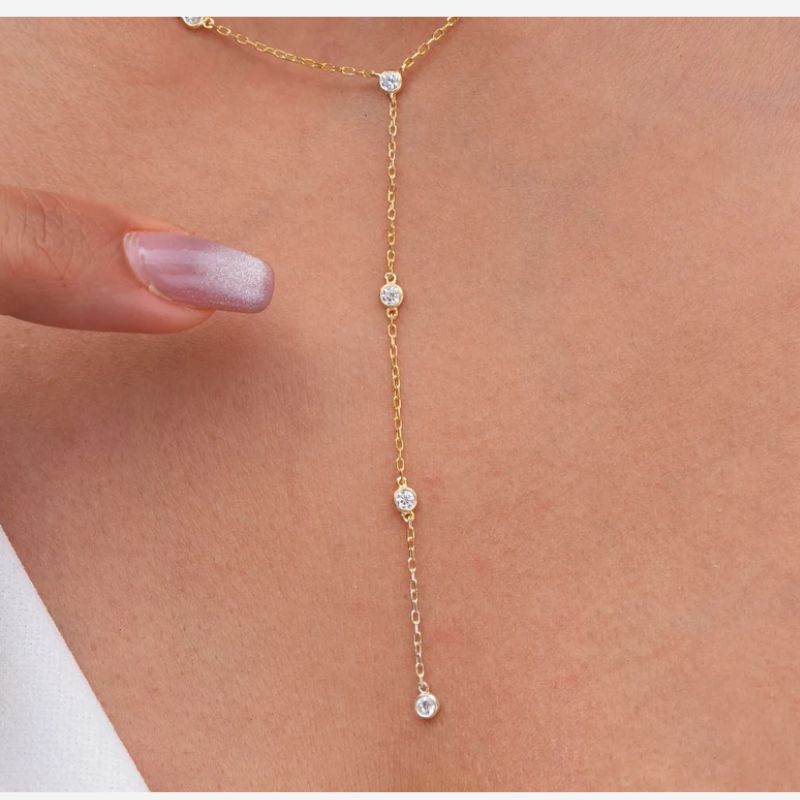 Diamond By The Yard Gold  Lariat Necklace