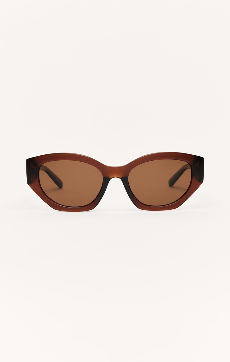 LOVESICK rounded cat eye sunglasses in Chestnut  by Z SUPPLY  - front view 