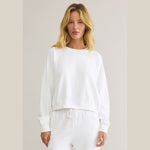 Long sleeve relaxed fit sweatshirt in white made of Cotton French Terry: 100% Cotton;