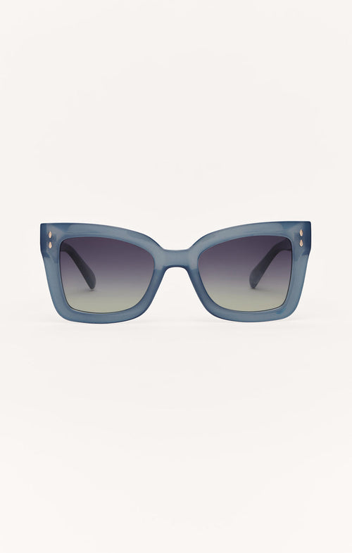 Z Supply Sunglasses  CONFIDENTIAL-squared medium-sized frame in Dark Indigo with gradient&nbsp; Polarized lenses