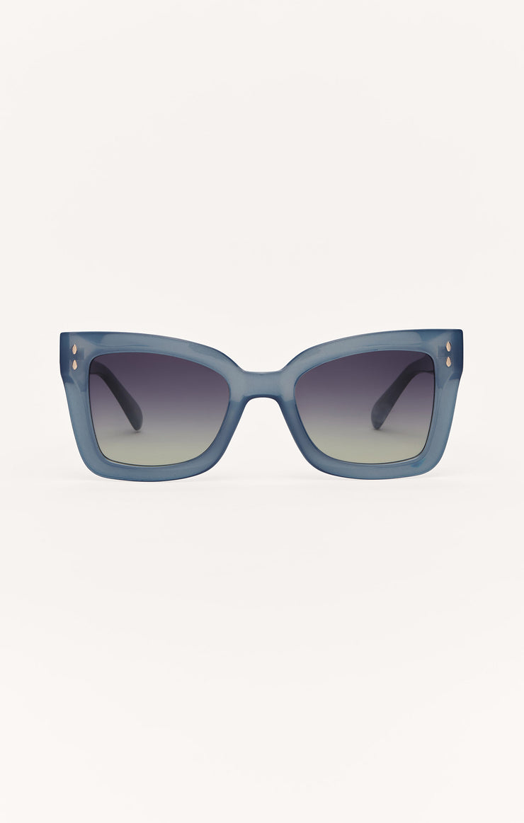 Z Supply Sunglasses  CONFIDENTIAL-squared medium-sized frame in Dark Indigo with gradient&nbsp; Polarized lenses