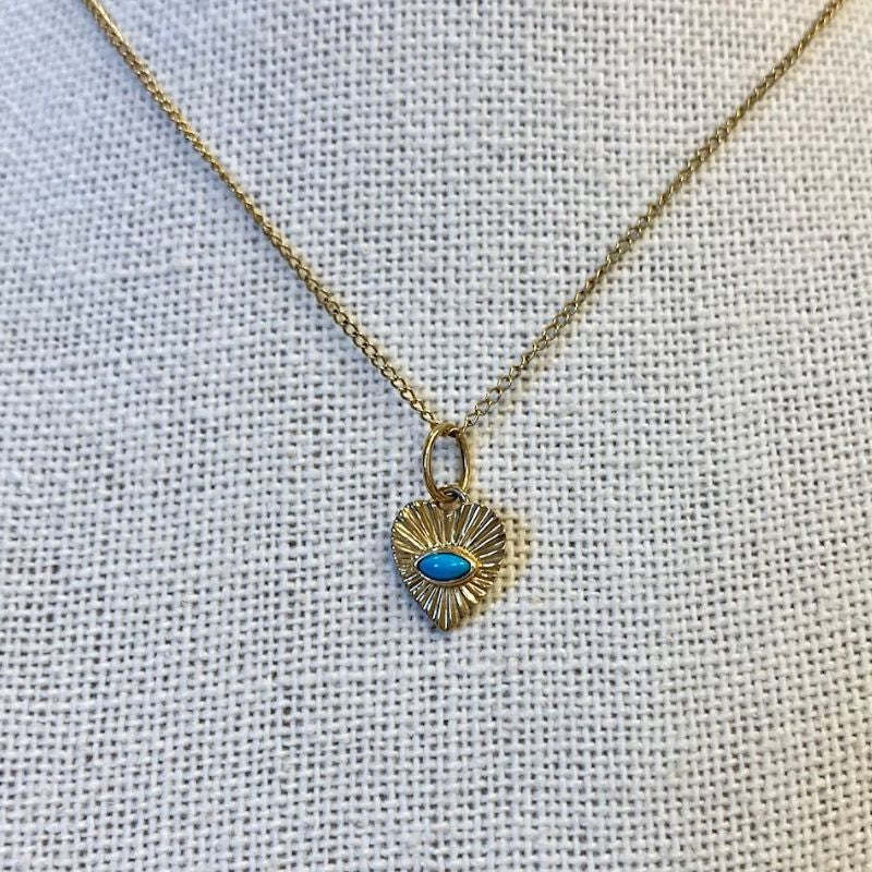 Zahava Heirlooms Mini Turquoise Sunbeam Heart Necklace