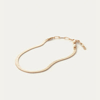 Gold snake chain anklet background on a light beige background