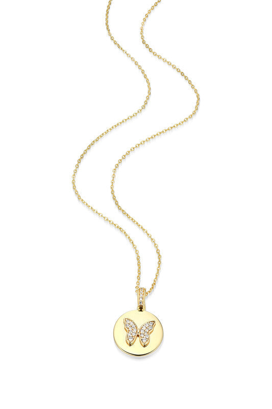 Butterfly Medallion Pendant Necklace