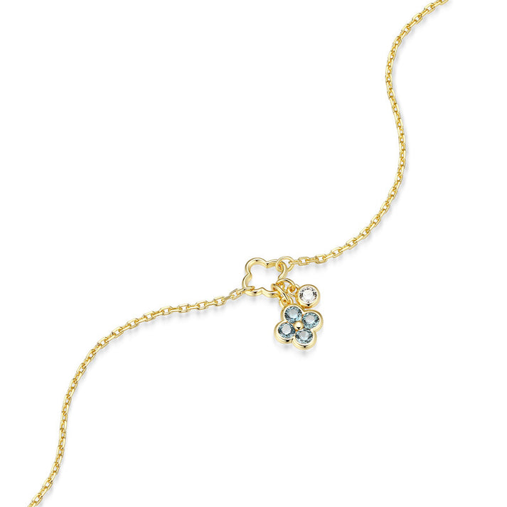 Blue Spinel Clover Charm Bracelet