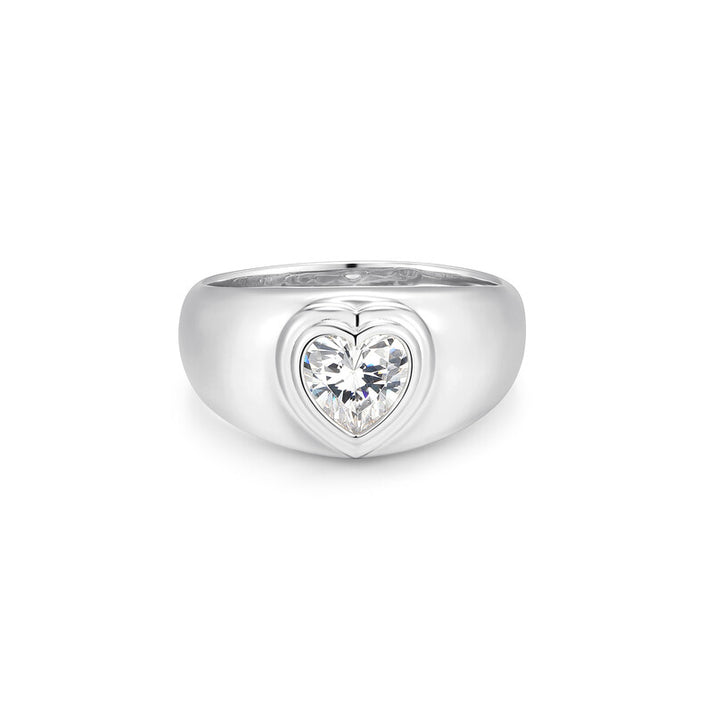 Silver  Heart Dome Ring