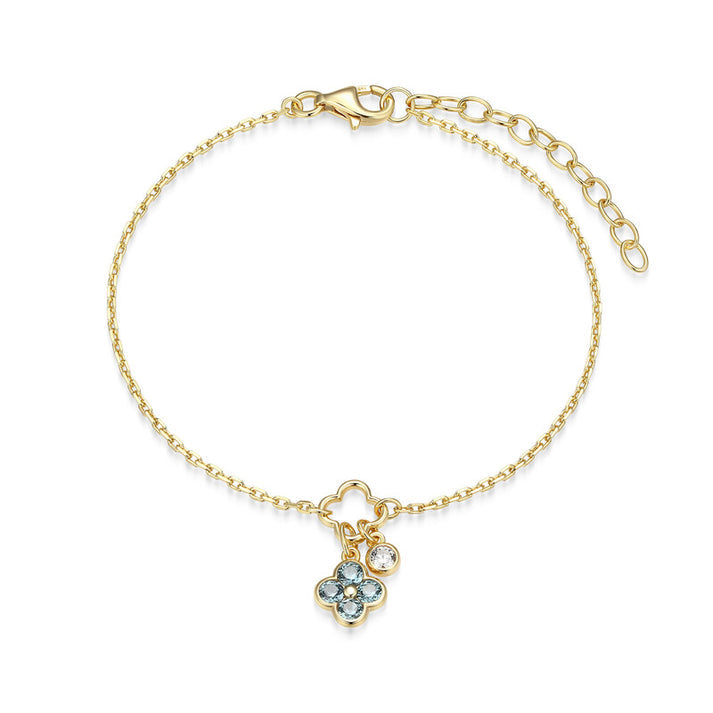 Blue Spinel Clover Charm Bracelet