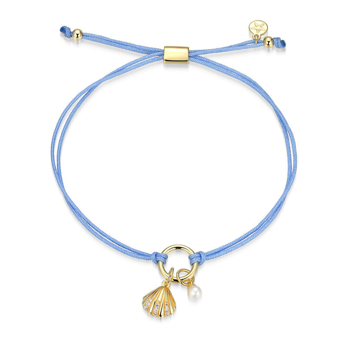 Coastal Seashell Charm & Freshwater Pearl Bracelet