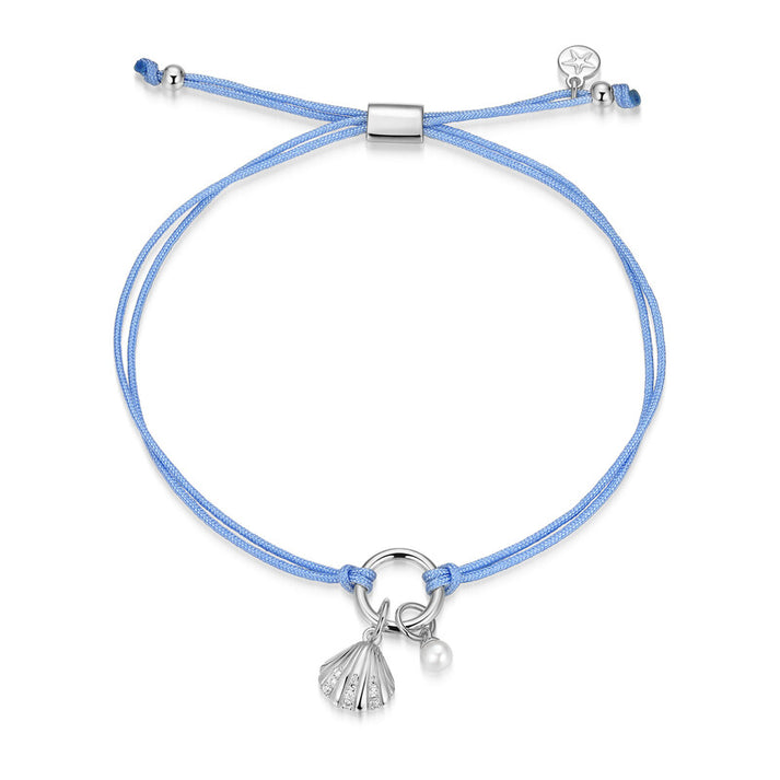 Silver Coastal Seashell Charm & Freshwater Pearl Bracelet