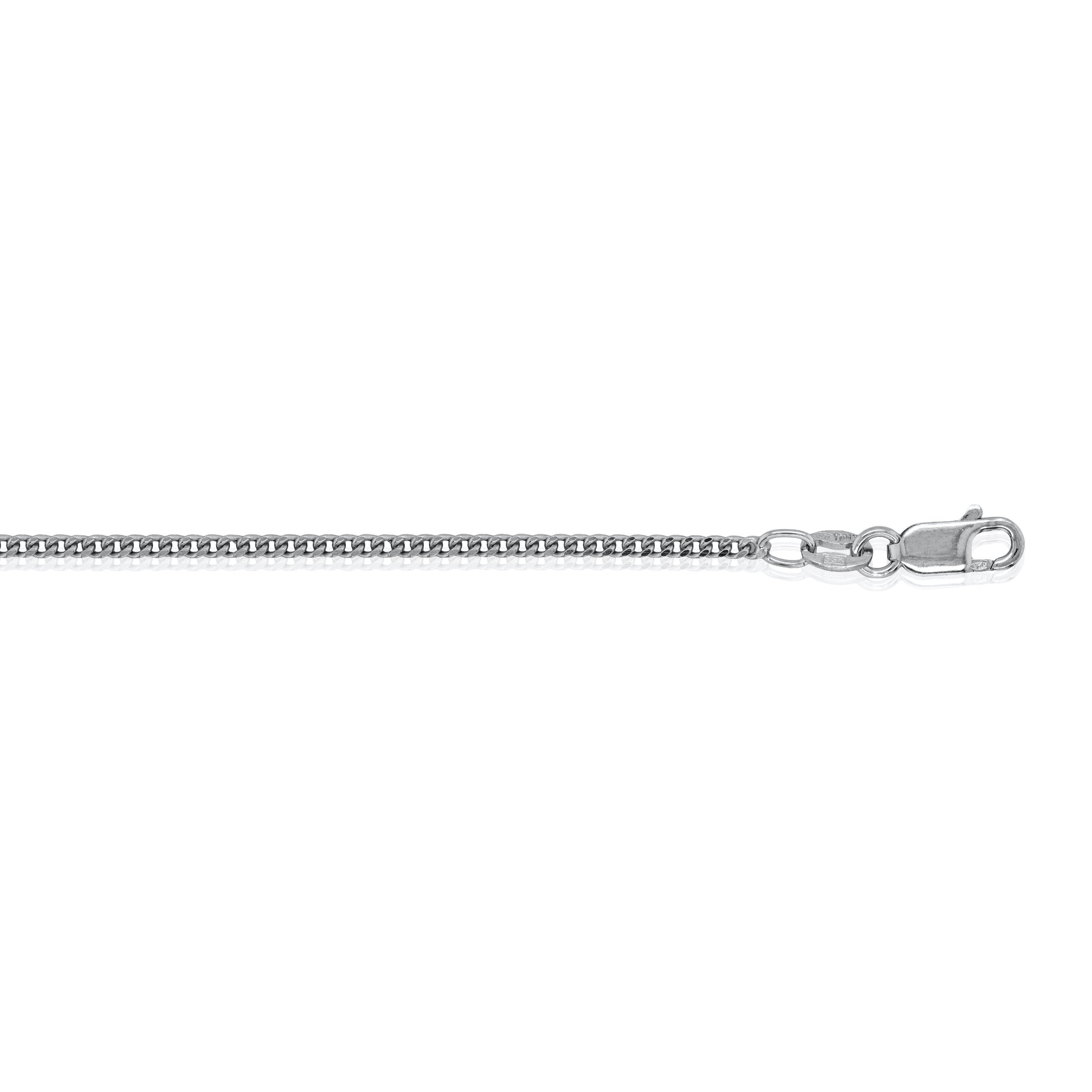 1.2mm Curb Chain  Sterling Silver necklace on a white background