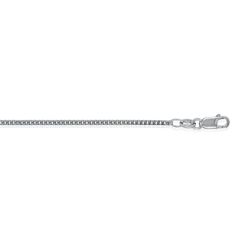 1.2mm Curb Chain  Sterling Silver necklace on a white background