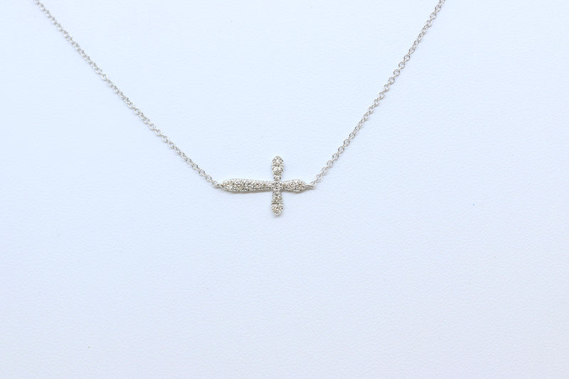 Diamond Sideway Cross necklace