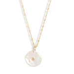 Poppy Finch Petal Pearl Pendant Necklace on white background 