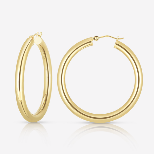 4mm 10K gold hollow tube hoops 