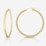 3,, 10k Gold hollow hoops  on white background 