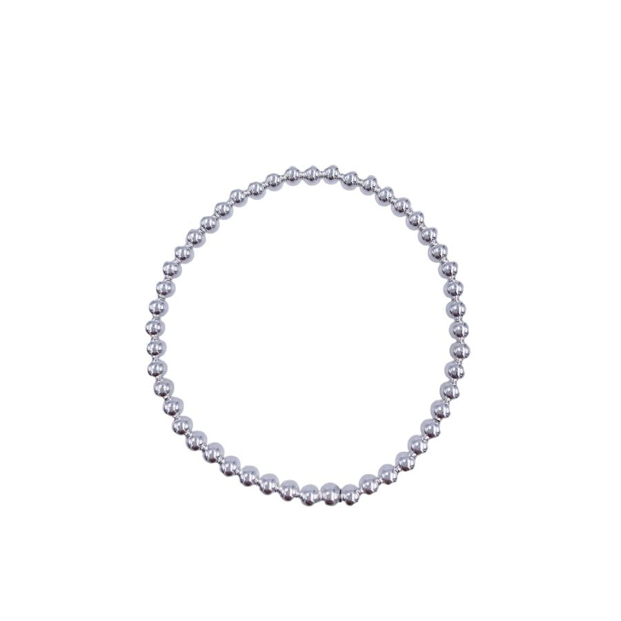 4mm  Silver Bead Leave on bead stretchy Bracelet, 