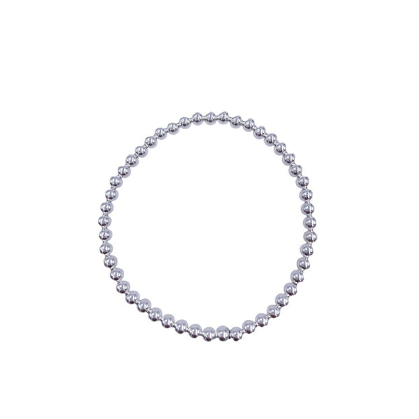 4mm  Silver Bead Leave on bead stretchy Bracelet, 