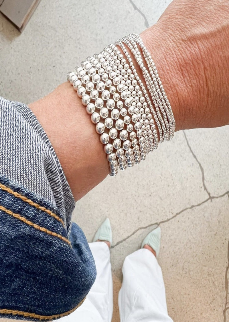 Silver Leave on bead Bracelet 4mm
