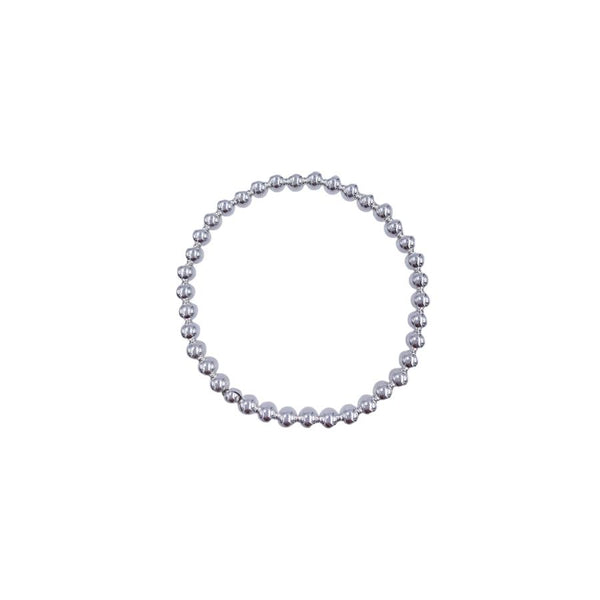5mm Silver Leave on bead stretchy Bracelet- Sterling Silver 