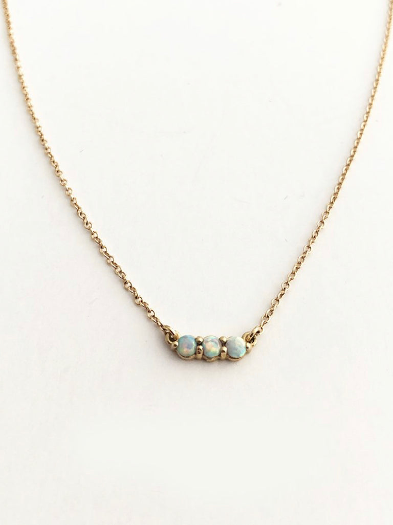Opal Bar Necklace in Yellow Gold - The Right Hand Gal 