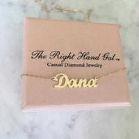 Script Name Necklace in Solid Yellow Gold - The Right Hand Gal 