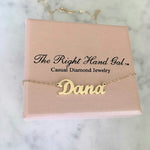 Script Name Necklace in Solid Yellow Gold - The Right Hand Gal 