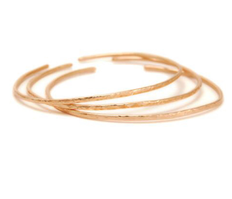 Leah Alexandra ~Sydney Hammered Cuff in Goldfill-  close showning size- 1.5 mm wide