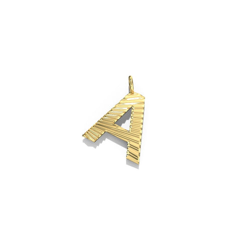 Lifestyle Studio - Fluted A  Letter Pendant in 10K Yellow Gold   available at Hickox, Mississauga, Canada  