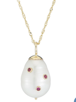 Ruby Baroque Pearl Drop Necklace