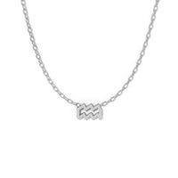 AQUARIUS Zodiac Symbol Necklace White Gold 