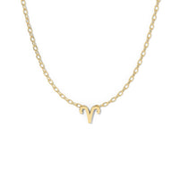 Aries Zodiac  Symbol Necklace Yellow Gold 