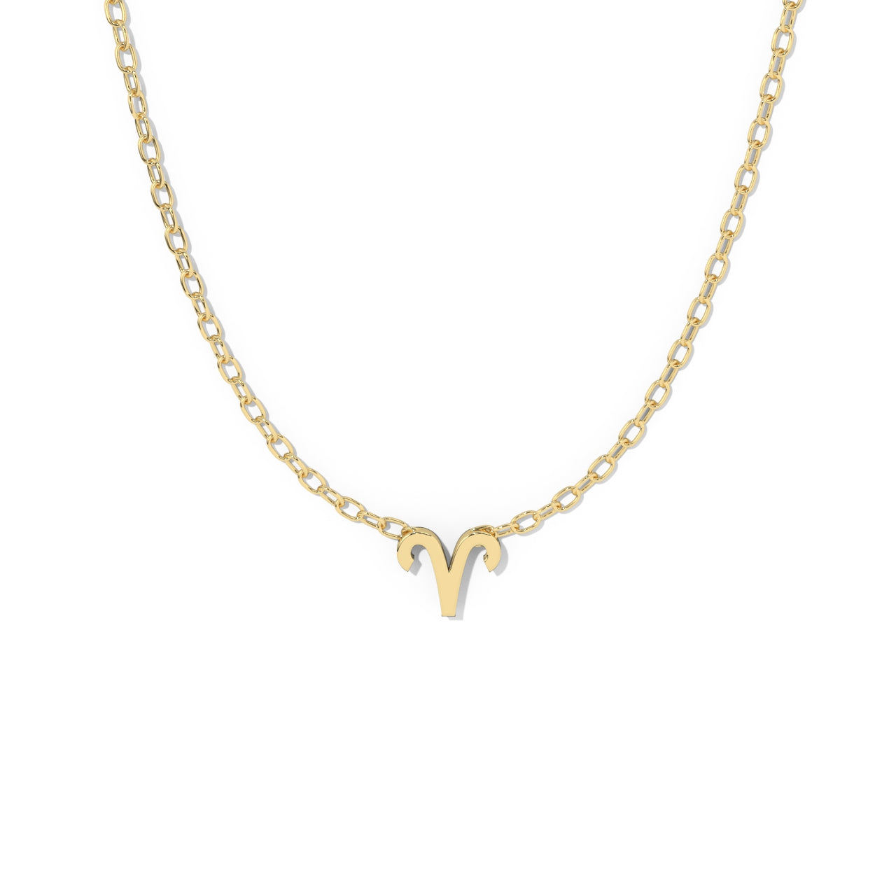 Aries Zodiac  Symbol Necklace Yellow Gold 