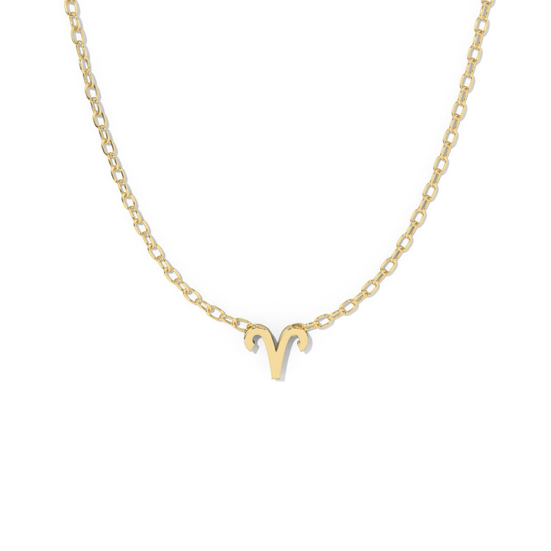 Aries Zodiac  Symbol Necklace Yellow Gold 