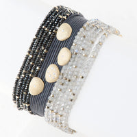Labradorite Wrap Bracelet  layered on display 