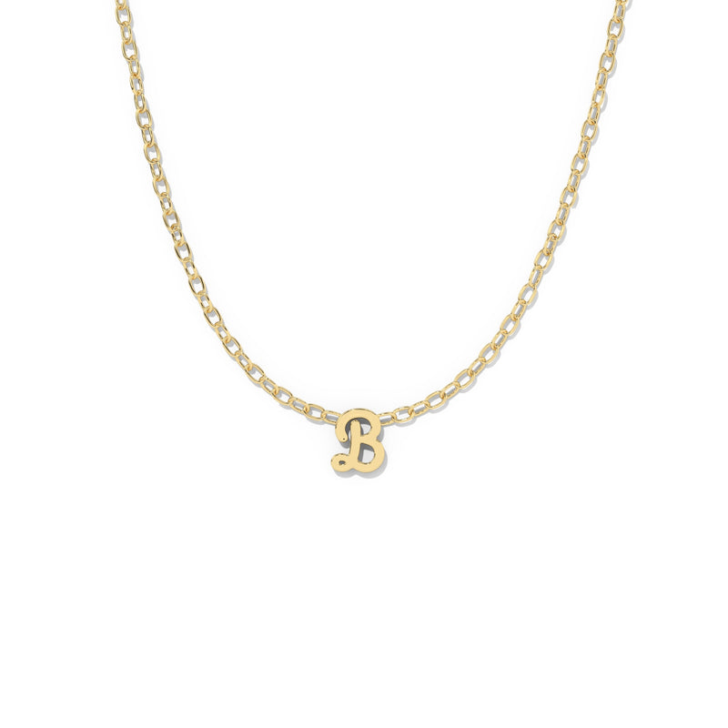 Script Initial Necklace- Yellow Gold –  B