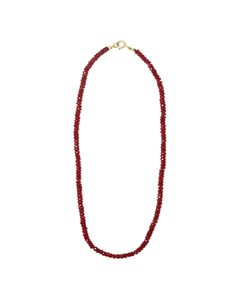 Zahava 16" Smooth Ruby Beaded Necklace- full  Length view 