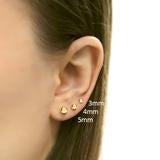 Gold Bead Ball Stud Earrings Small 3mm.