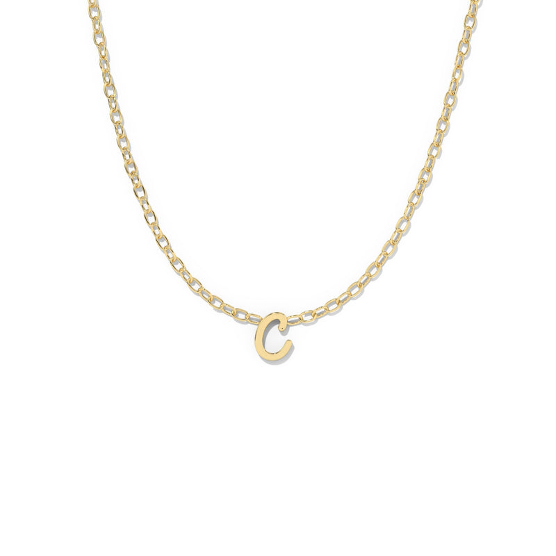 Script Initial Necklace- Yellow Gold –  C