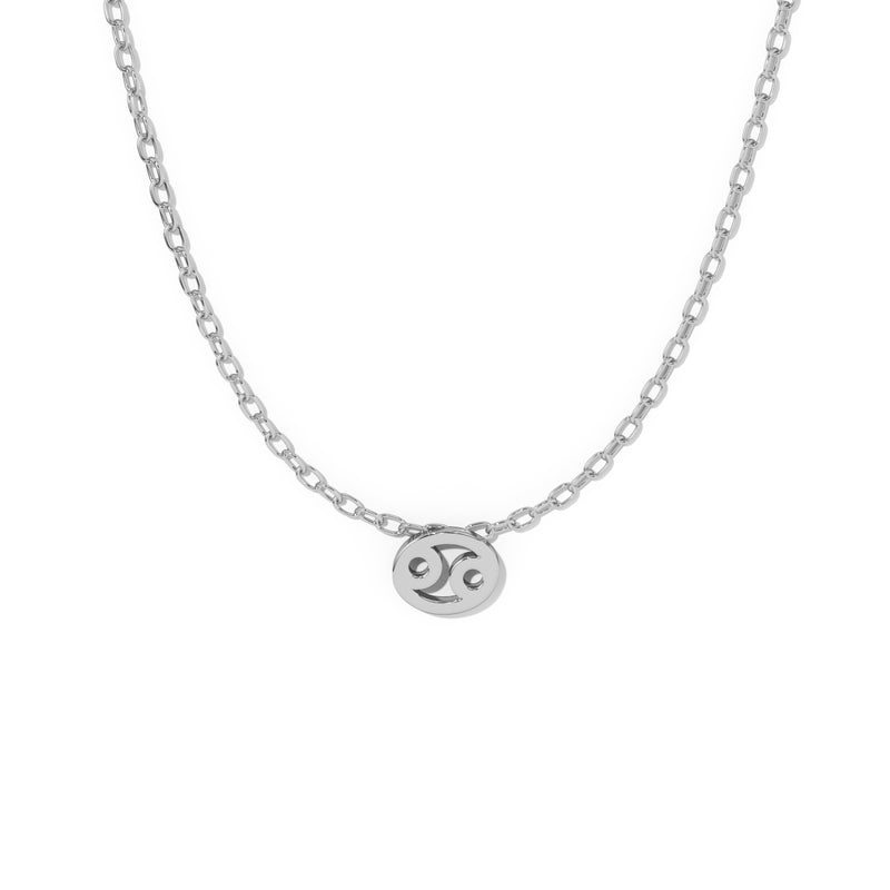 Cancer Zodiac  Symbol Necklace White Gold 