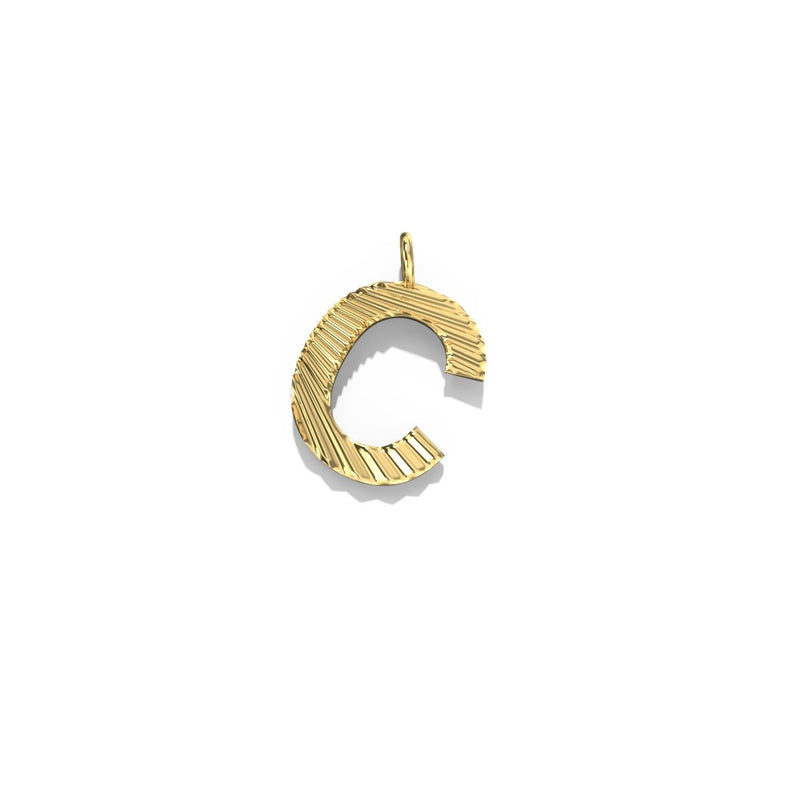 Lifestyle Studio - Fluted C  Letter Pendant in 10K Yellow Gold   available at Hickox, Mississauga, Canada  