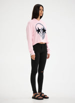 Semi cropped Skull Star  Pullover Hoodie in Candy Pink by CHRLDR 