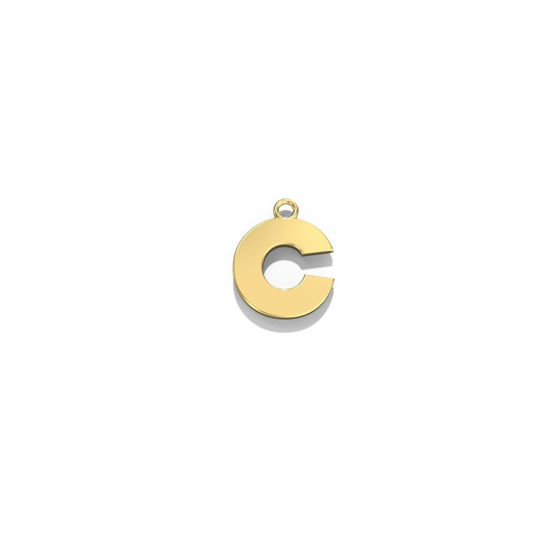  10K Yellow gold small initial charm/ pendent - C